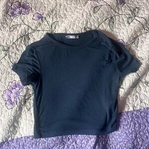 Navy blue baby tee top